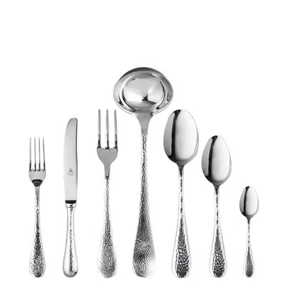 Mepra Epoque Flatware Set With H/h Knives - 51 Pieces - Pewter In Silver