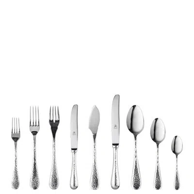 Mepra Epoque Flatware Set With H/h Knives - 54 Pieces - Pewter In Silver
