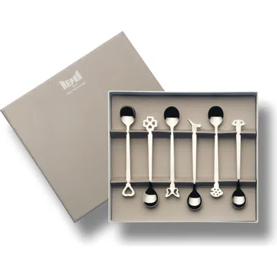 Mepra Evento 6-piece Moka Spoons Gift Set In Silver