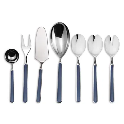 Mepra Fantasia 7-piece Stainless Steel Serving Set In Cobalto