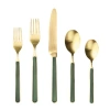 Mepra Fantasia Ice Gold Flatware  Set In Forest Green