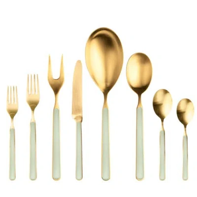 Mepra Fantasia Ice Gold Flatware Set In Green