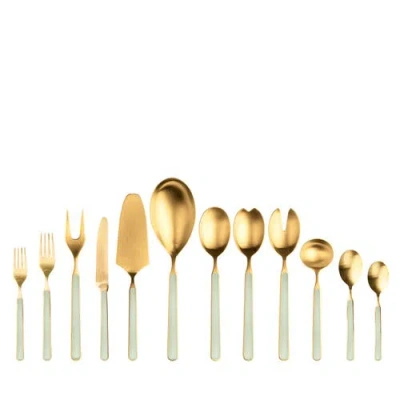 Mepra Fantasia Ice Gold Flatware Set In Green