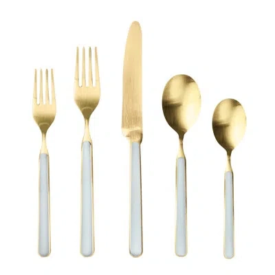 Mepra Fantasia Ice Gold Flatware Set In Light Blue