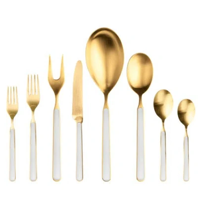 Mepra Fantasia Ice Gold Flatware Set In White