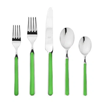 Mepra Fantasia Stainless Steel Flatware Set (5 Pieces) In Apple Green