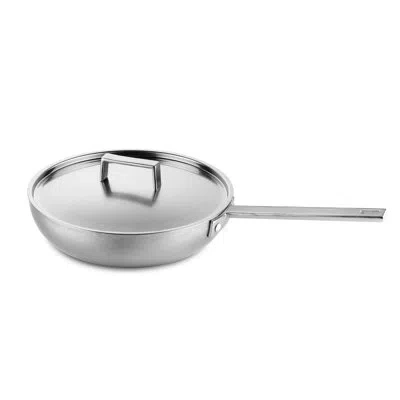Mepra Frying Pan With Lid Cm.26 Attiva Pewter Stainless Steel In Pewter Silver