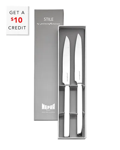 Mepra Gift Box 2pc Steak Knives With $10 Credit In Gray