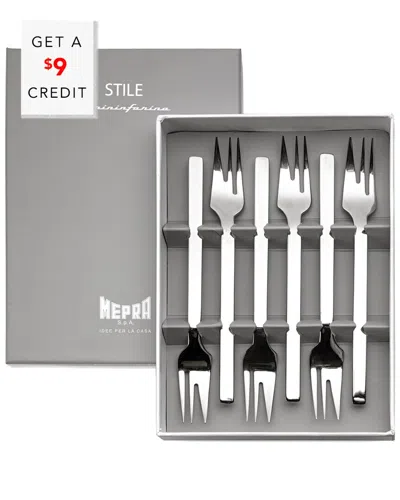 Mepra Gift Box 6pc Cake Forks With $9 Credit In Silver