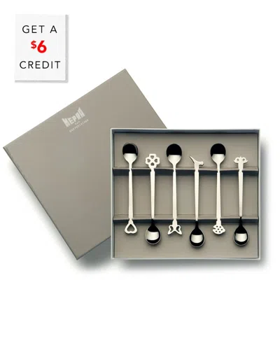Mepra Gift Box 6pc Moka Spoons With $6 Credit In Silver
