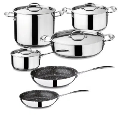 Mepra Glamour Stone Kitchen Set - 10 Pieces - Stainless Steel In Silver