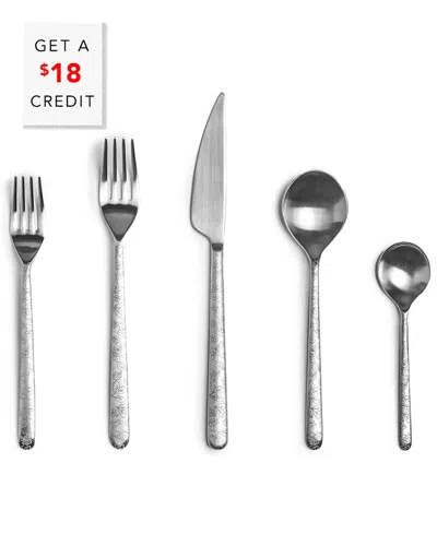 Mepra Lina Leaves 5pc Cutlery Set With $18 Credit In Silver