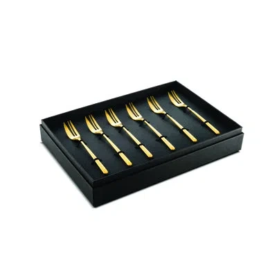 Mepra Linea Bronzo Cake Fork, Set Of 6 Rose Gold In Ice Gold