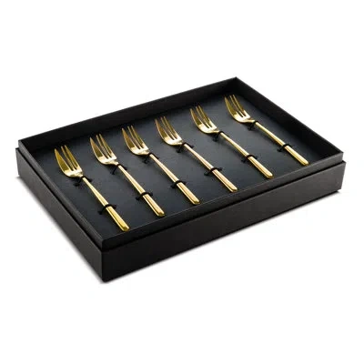 Mepra Linea Cake Forks Set - 6 Pieces - Black Gold