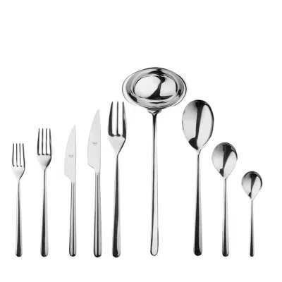 Mepra Linea Flatware Set - 39 Pieces - Ice In Silver