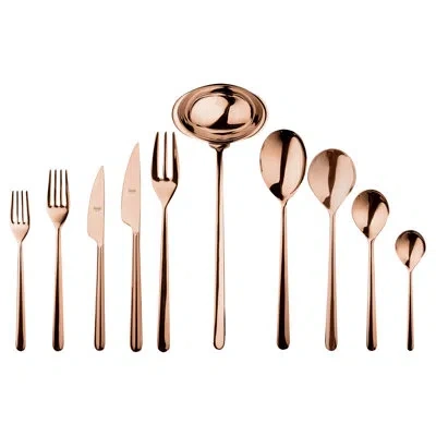 Mepra Linea Flatware Set - 45 Pieces - Bronze In Gold