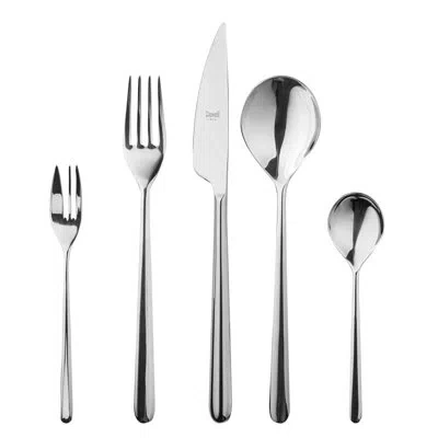 Mepra Linea Flatware Set With Cake Forks - 30 Pieces - Black Gold In Silver