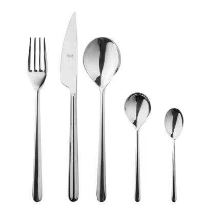 Mepra Linea Flatware Set With Moka Spoons - 30 Pieces - Stainless Steel In Silver