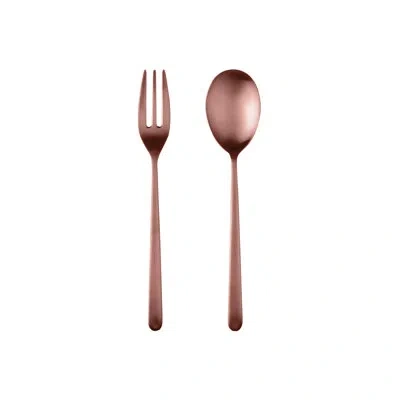 Mepra Linea Serving Set (fork And Spoon) In Ice Bronze