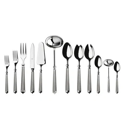 Mepra Luce Flatware Set - 67 Pieces - Mixed Silver And Ice - Mirror W/ice Grip
