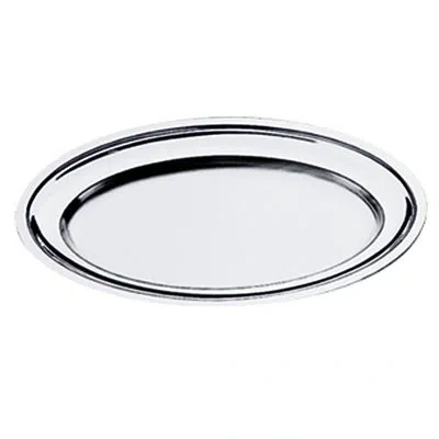 Mepra Menu & Banquet Oval Serving Plate With Reinforced Edge L: 9-7/8" W: 6-3/4" In Silver