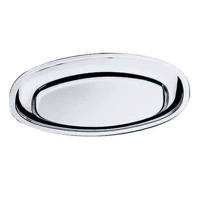 Mepra Menu & Banquet Oval Serving Plate With Reinforced Edges 6 Pieces - Stainless Steel In Silver