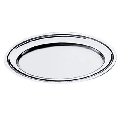 Mepra Menu & Banquet Oval Serving Plate With Reinforced Edges - 6 Pieces - Stainless Steel In Silver