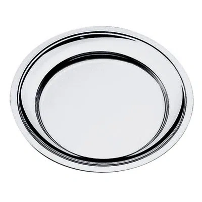 Mepra Menu & Banquet Round Serving Plate With Reinforced Edge D: 9-5/8" In Silver