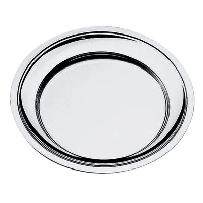 Mepra Menu & Banquet Round Serving Plate With Reinforced Edges  - 12 Pieces - Stainless Steel In Silver