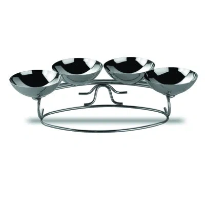 Mepra Menu & Banquet Tray With Four Cups - 6 Pieces - Stainless Steel In Silver
