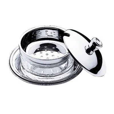 Mepra Michelangelo Butter Dish With Grill And Lid D:3-1/2" C: 84-1/2 Oz. In Silver