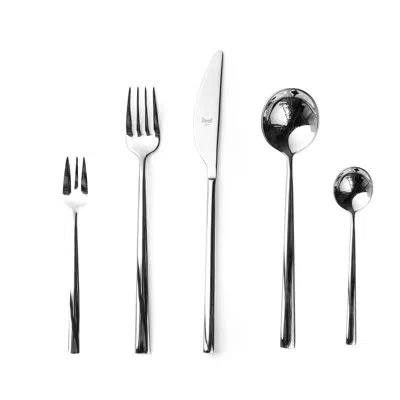 Mepra Movida Flatware Set With Cake Forks - 30 Pieces - Stainless Steel