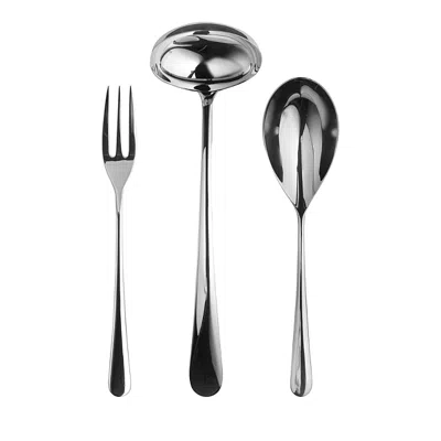 Mepra Neve Mirror 3 Piece Serving Set In Silver