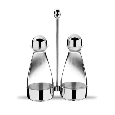 Mepra Oil & Vinegar Cruet; Palace H: 8-5/8" C: 7-1/2 Oz. X 2 In Silver