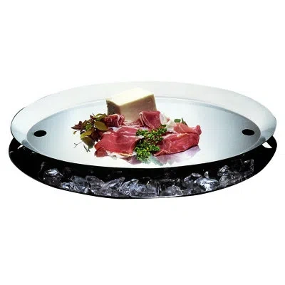 Mepra Oval Cooling Tray With Insert; Uno L: 18-1/8" W: 12-1/4" C: 1 Gallon In Silver