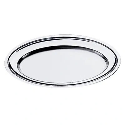 Mepra Oval Serving Plate With Reinforced Edge L: 11-3/4" W: 8-1/4" In Silver
