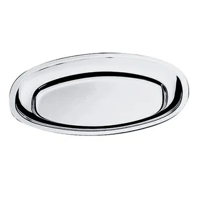 Mepra Oval Serving Plate With Reinforced Edge L: 11-3/4" W: 8-5/8" In Silver