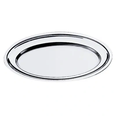 Mepra Oval Serving Plate With Reinforced Edge L: 13-3/4" W: 9-1/2" In Silver