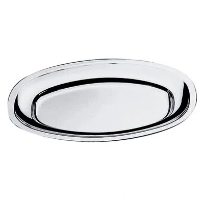 Mepra Oval Serving Plate With Reinforced Edge, L: 17-3/4", W: 12-1/4" In Silver