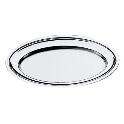 Mepra Oval Serving Plate With Reinforced Edge, L: 17-3/4", W: 12-5/8" In Silver