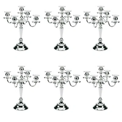 Mepra Palace Candlestick 5 Arms - 6 Pieces - Stainless Steel In Silver