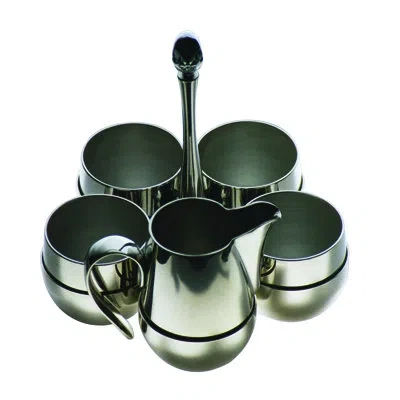 Mepra Palace Sugar, Milk And Coffee Set With 5 Compartments - 6 Pieces - Stainless Steel In Silver