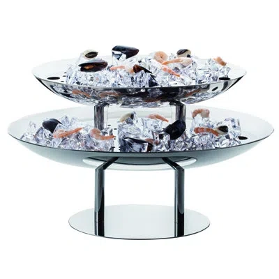 Mepra Plateau Royal Oval 2-tier Seafood Stand - 12 Pieces - Stainless Steel In Silver