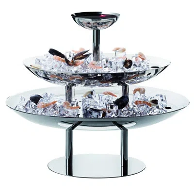 Mepra Plateau Royal Oval 3-tier Seafood Stand - 12 Pieces - Stainless Steel In Silver