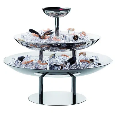 Mepra Plateau Royal Oval 3-tier Seafood Stand - 6 Pieces - Stainless Steel In Silver