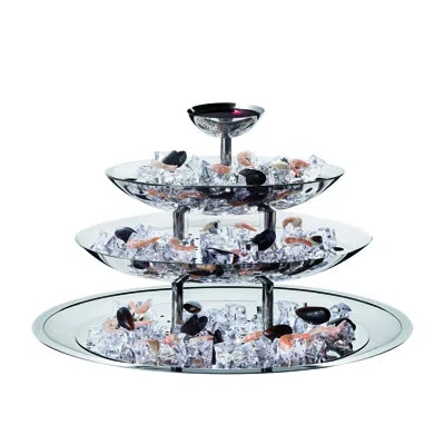 Mepra Plateau Royal Oval Four-tier Seafood Stand - 6 Pieces - Stainless Steel In Silver