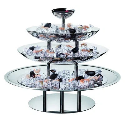 Mepra Plateau Royal Oval Four-tier Seafood Stand With Grill - 6 Pieces - Stainless Steel In Silver