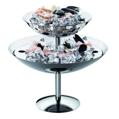 Mepra Plateau Royal Round 2-tier Seafood Stand - 6 Pieces - Stainless Steel In Silver