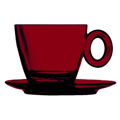 Mepra Polycarbonate Tea Cup With Saucer - 12 Pieces - In Garnet