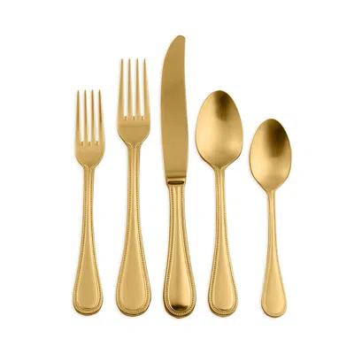 Mepra Pvd Titanium Coated Flatware 5-piece Place Setting In Brushed Gold